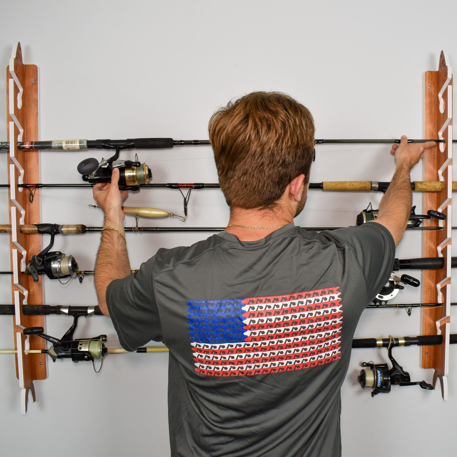 Teak 7-Holder Fishing Rod Rack Set (Interlocking) image 5