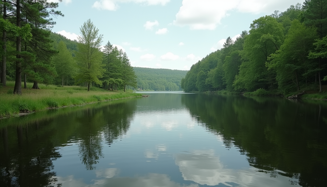 lake view with trees 
