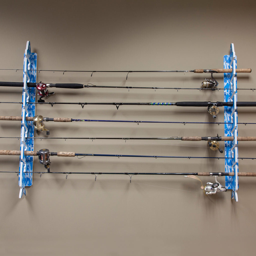 Blue Camo 7-Holder Fishing Rod Rack Set (NON-Interlocking) image 0