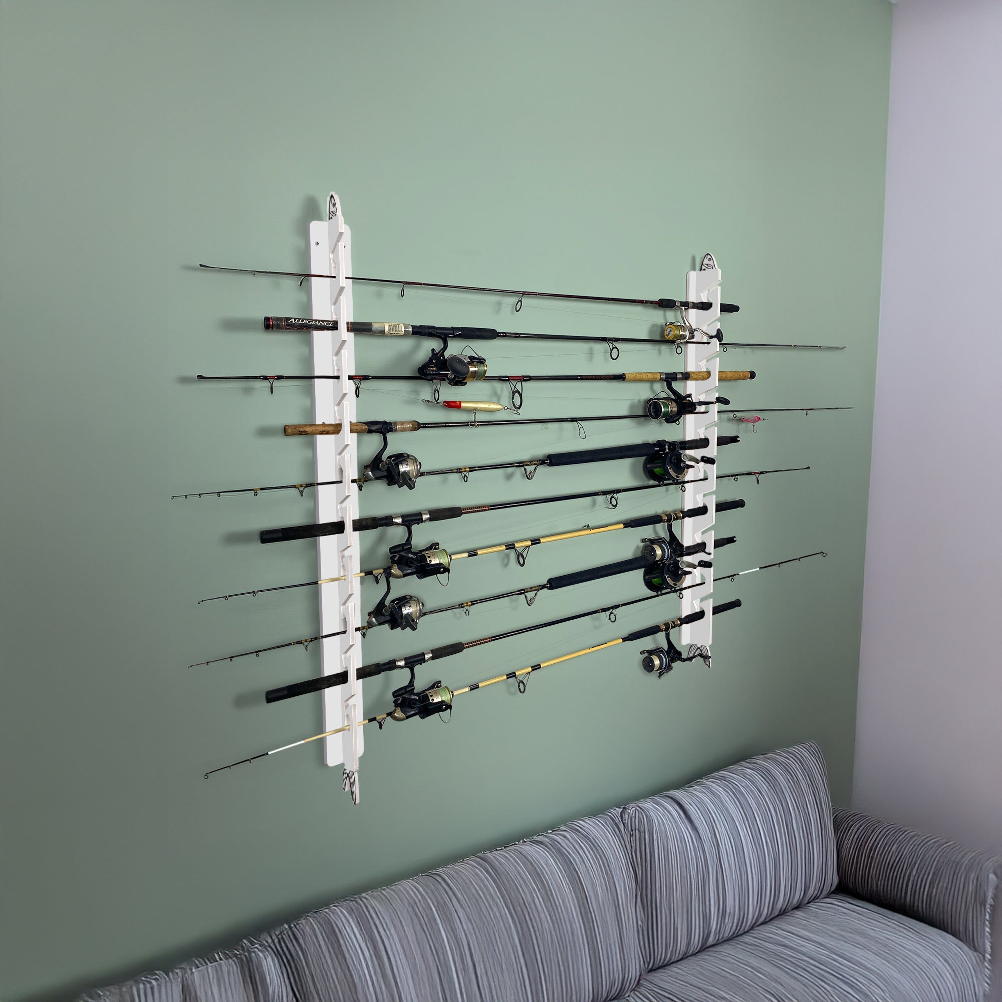 White 10-Pole Fishing Storage Rack 2.0 (Interlocking)