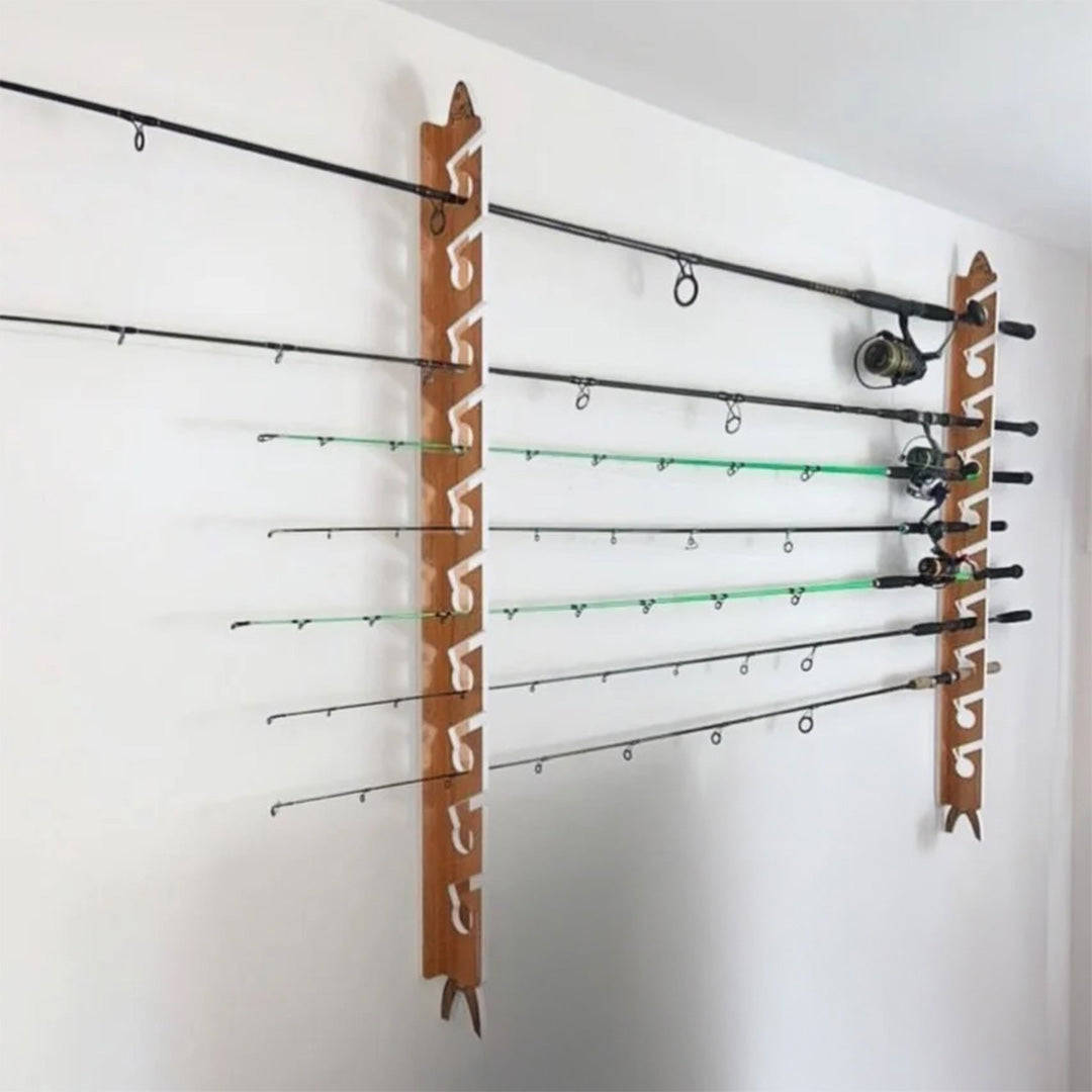 Teak 10-Holder Fishing Rod Rack Set (Interlocking) image 2