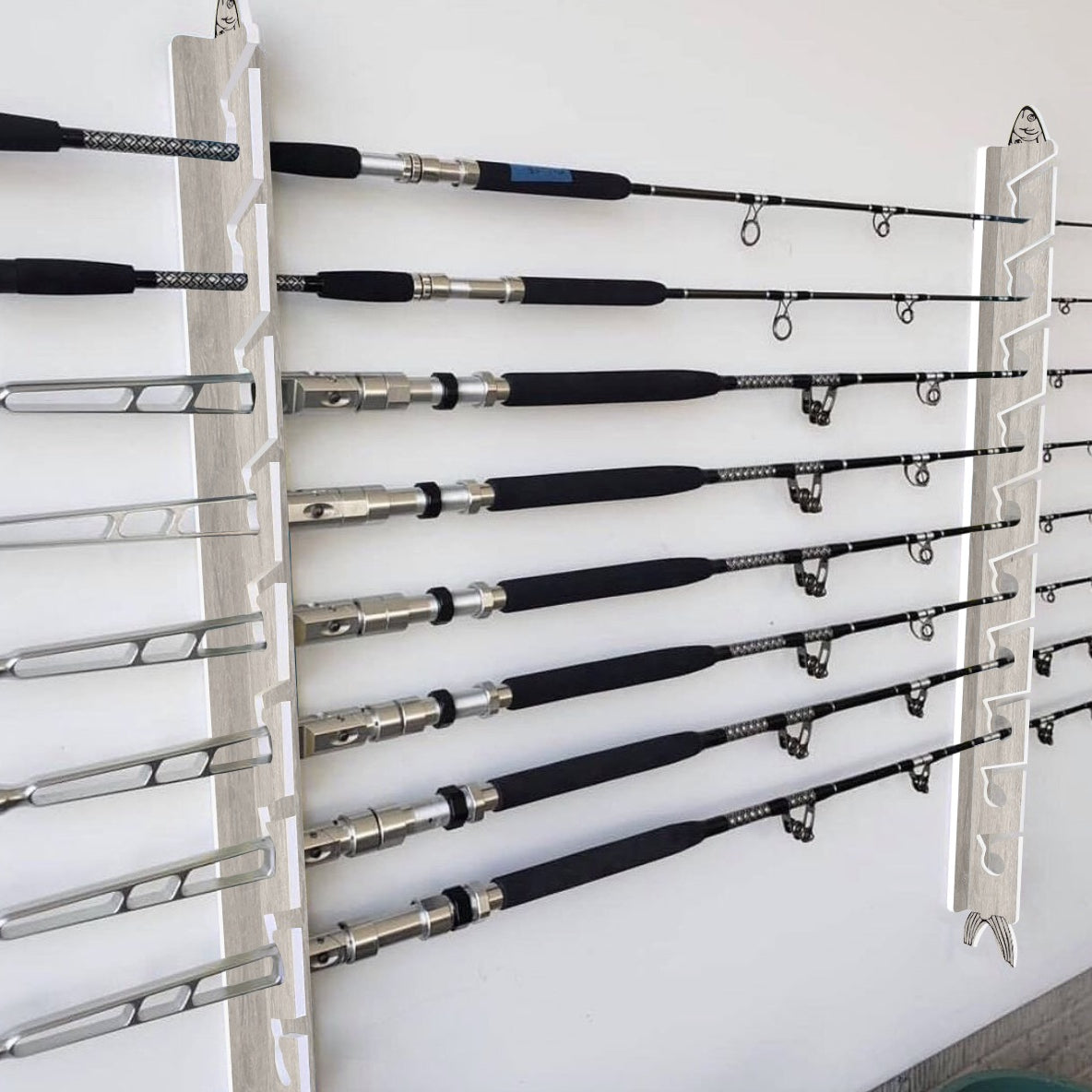 White Oak 10-Holder Fishing Rod Rack Set (Interlocking) image 0