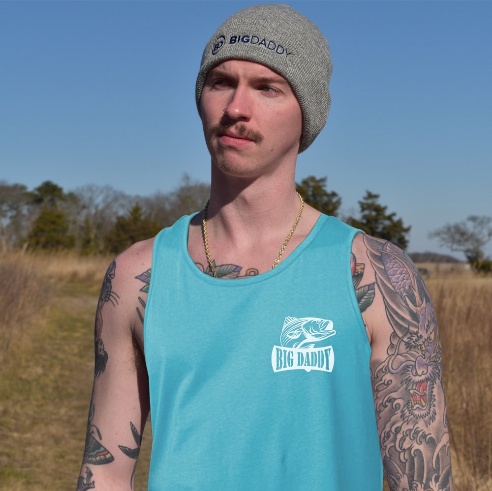 tundra knit Beanie on man with tattoos