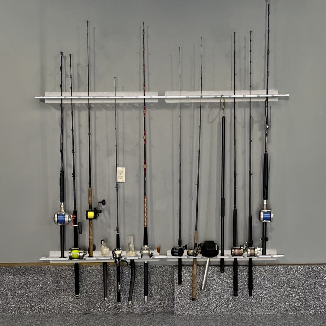 white oak mounted rod rack