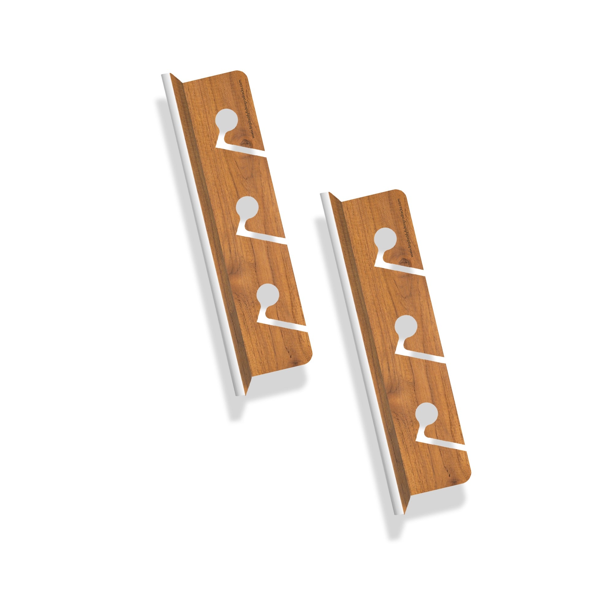 Teak 3-Holder Fishing Rod Rack Set image 1