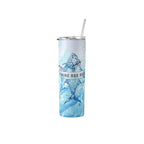Tumbler with fishing design on a white background