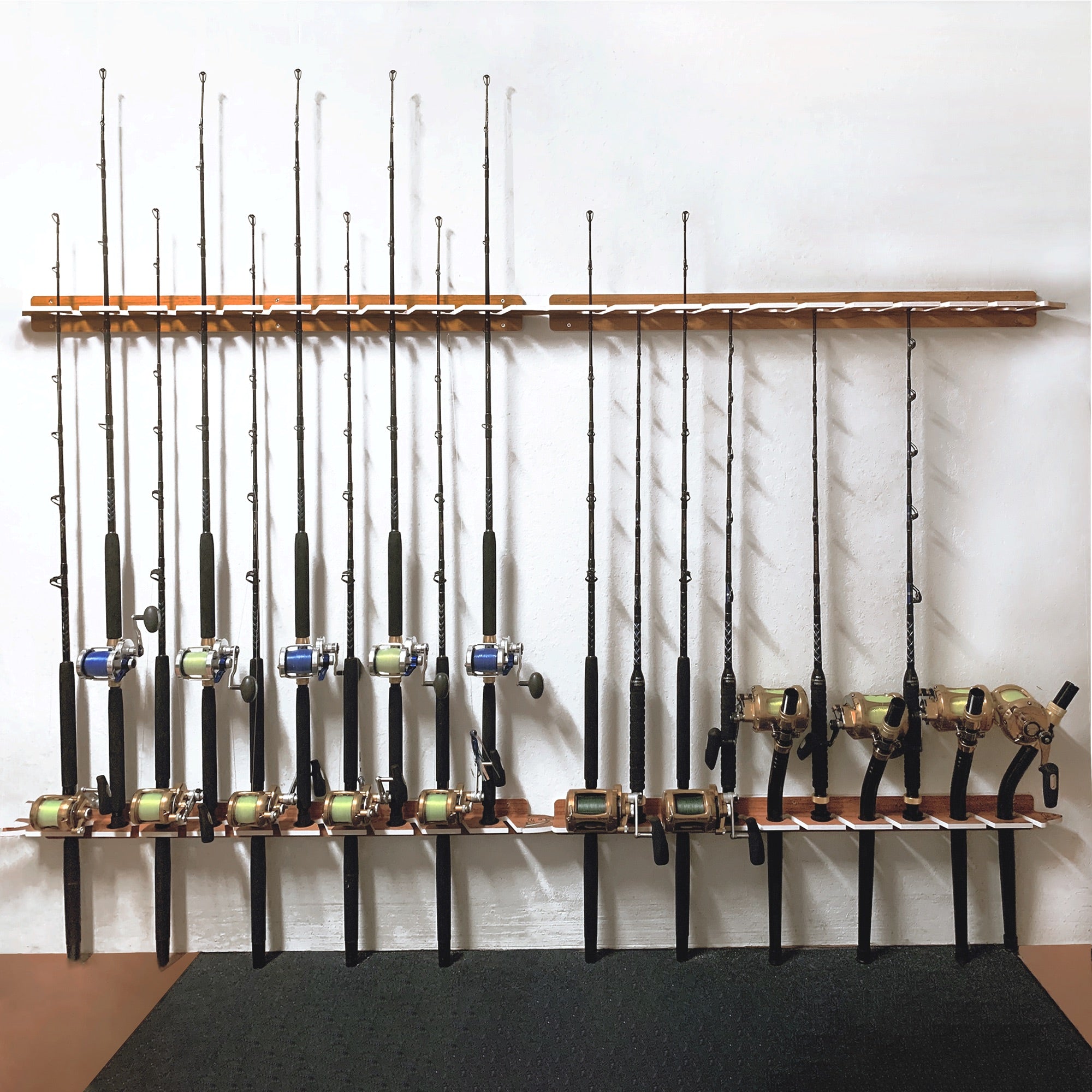 Teak 10-Holder Fishing Rod Rack Set (Interlocking) image 0