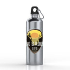 Silver water bottle with 'Big Daddy Life' design on a white background