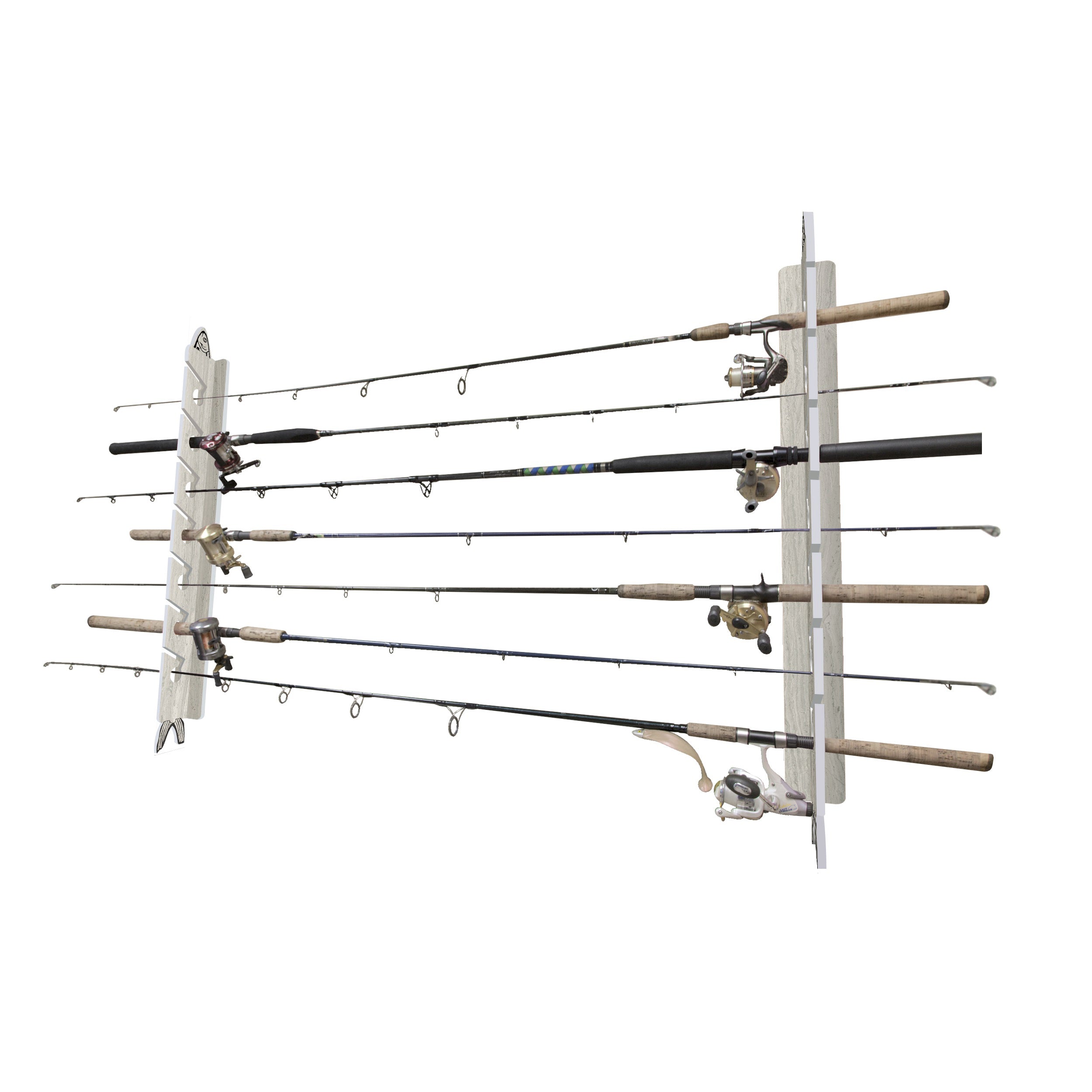 White Oak 7-Holder Fishing Rod Rack Set (Interlocking) image 2