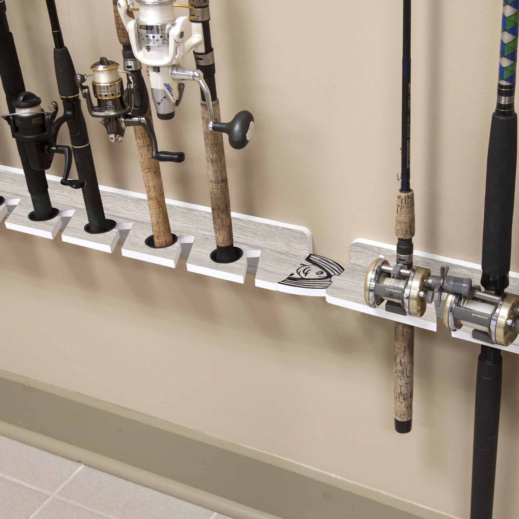 White Oak 7-Holder Fishing Rod Rack Set (Interlocking) image 4