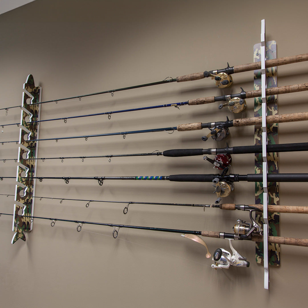 camo fishing poles Fiblink Trolling Rod 1 Piece Saltwater Offshore Heavy Roller R fiblink Rods that act like skittish thoroughbreds instead of unshod workhorses Forest Green Camo 7-Pole Fishing