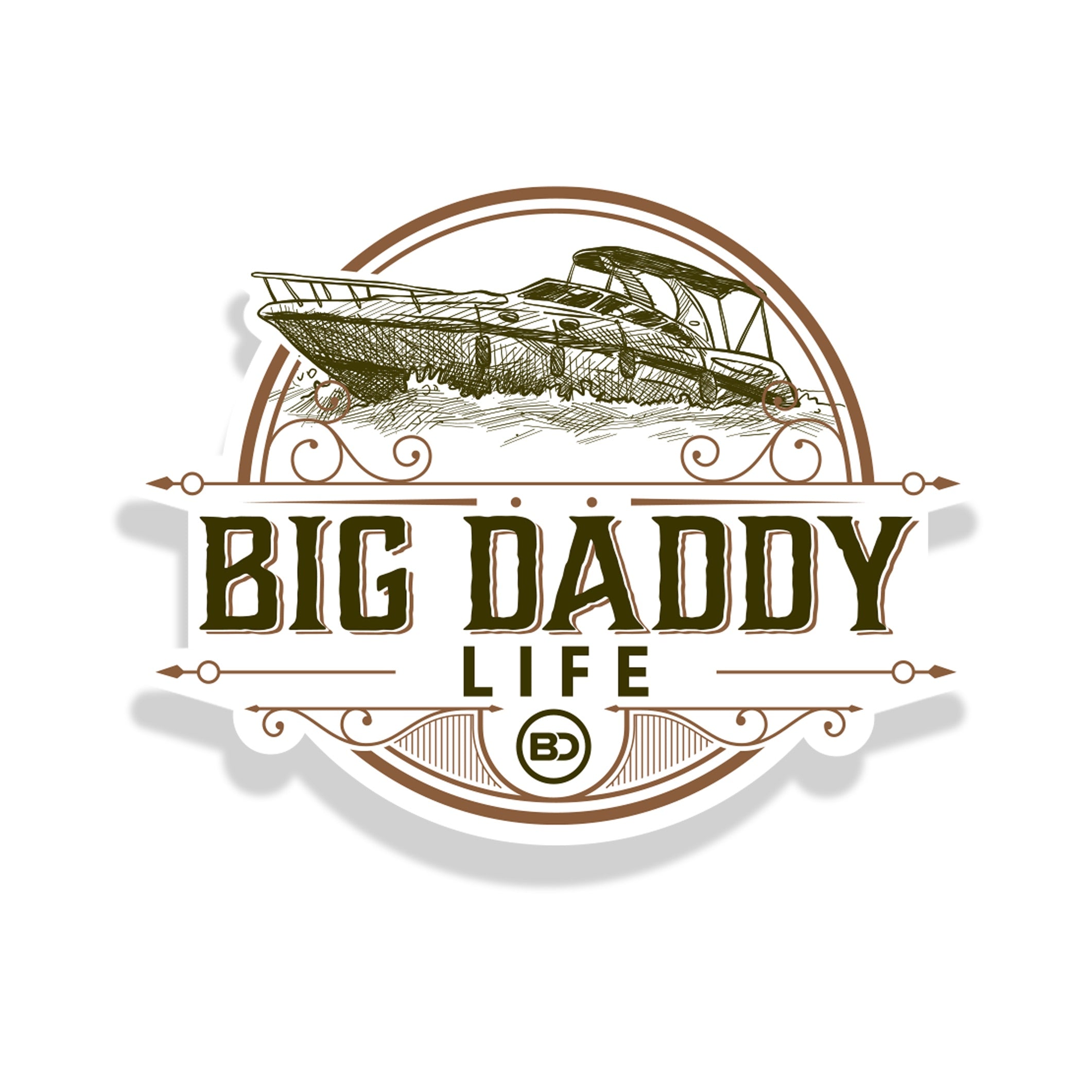 Logo for 'Big Daddy Life' with a boat illustration on a white background
