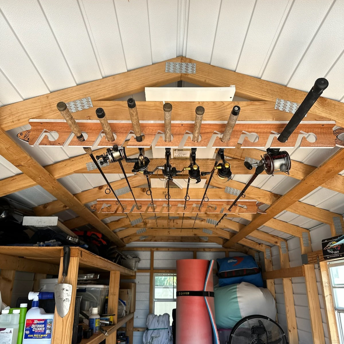 Teak 10-Holder Fishing Rod Rack Set (Interlocking) image 3