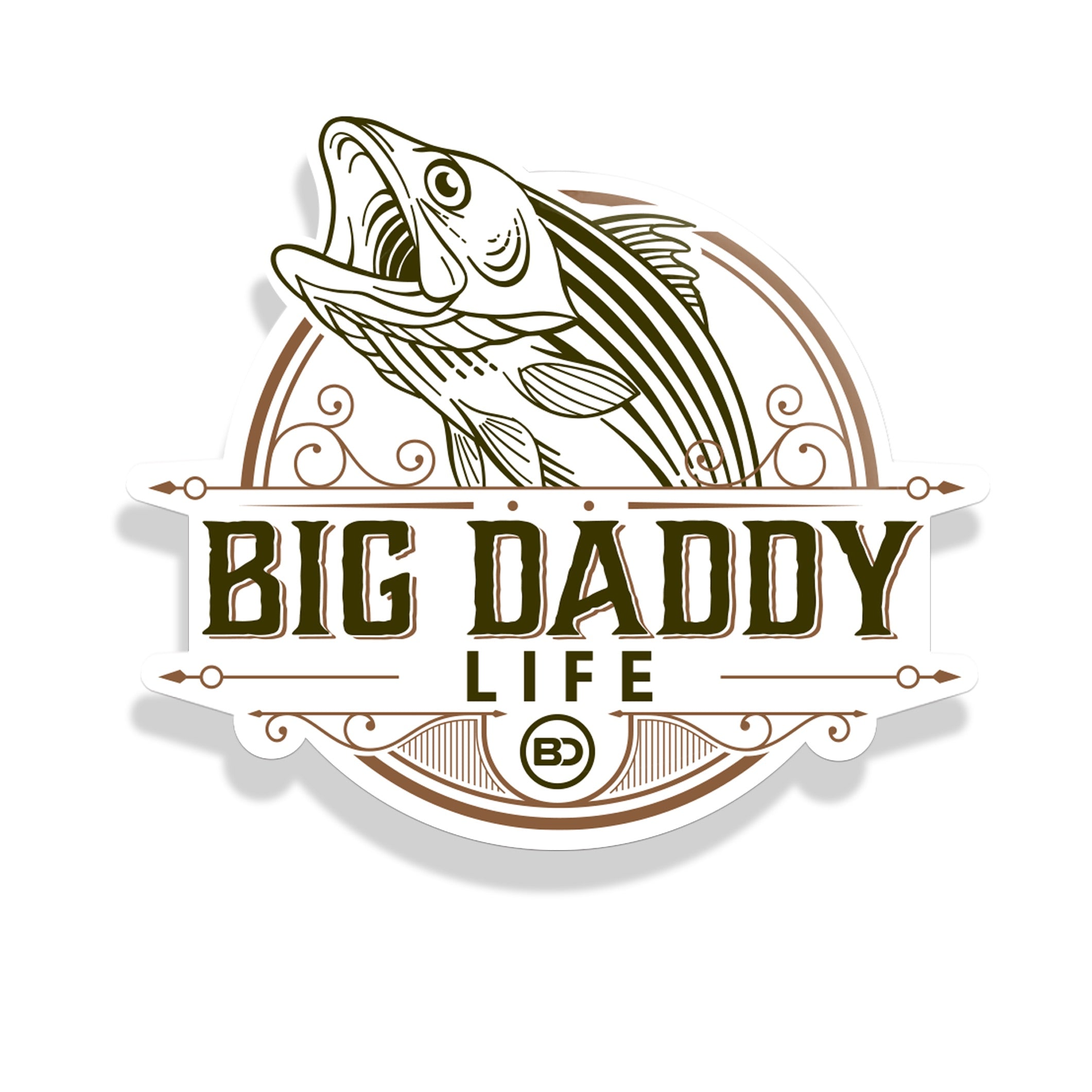 Logo for 'Big Daddy Life' with a fish illustration on a white background