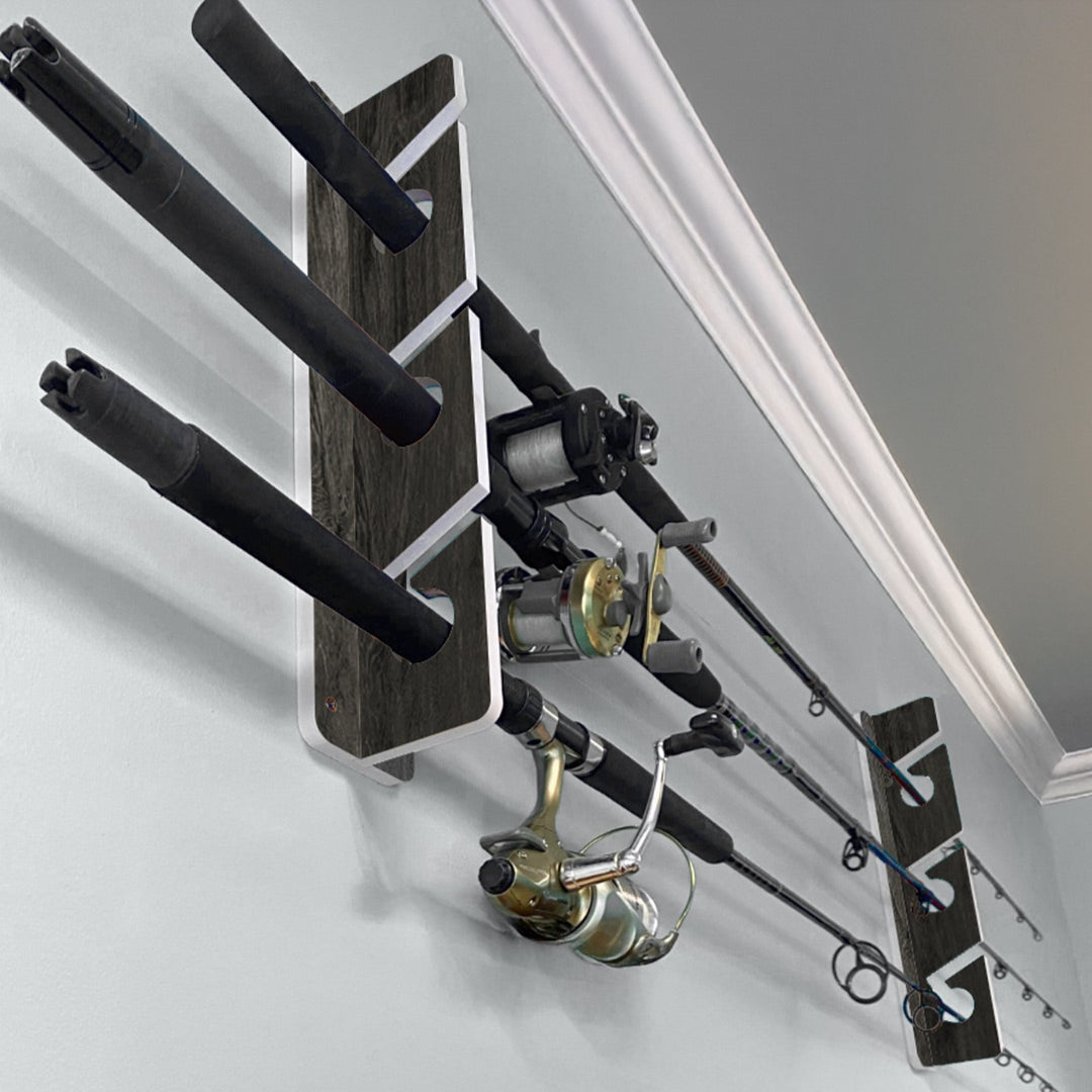 Dark Elm 3-Holder Fishing Rod Rack Set image 0