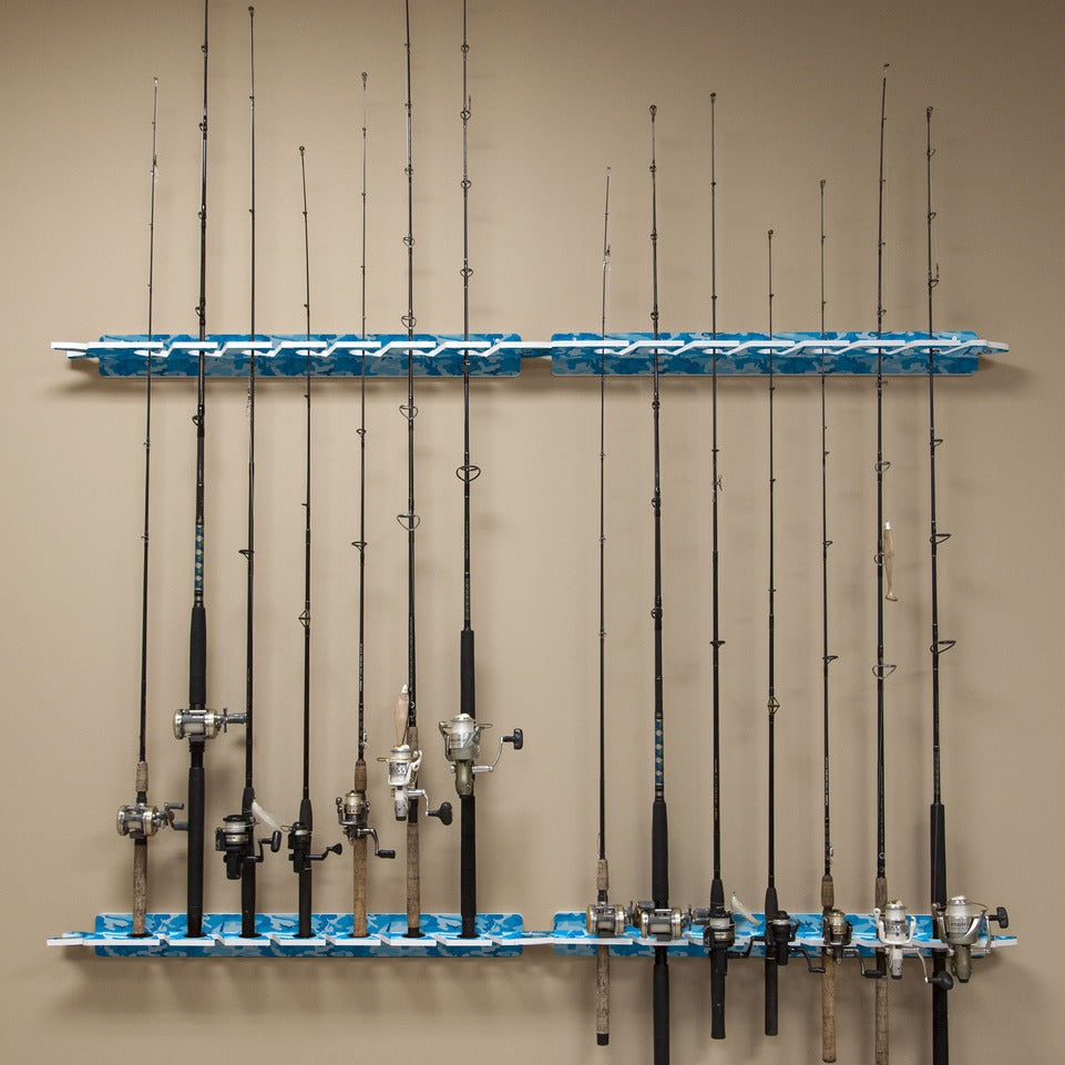 Blue Camo 7-Holder Fishing Rod Rack Set (Interlocking) image 0