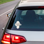 Car with 'Embrace Outdoors' sticker on the back window