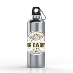 Silver water bottle with 'Big Daddy Life' label on a white background