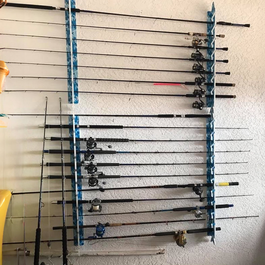 Blue Camo 10-Pole Fishing Storage Rack (Interlocking) – Big Daddy Life Blue Camo 10-Pole Fishing Storage Rack (Interlocking) – Big Daddy Life