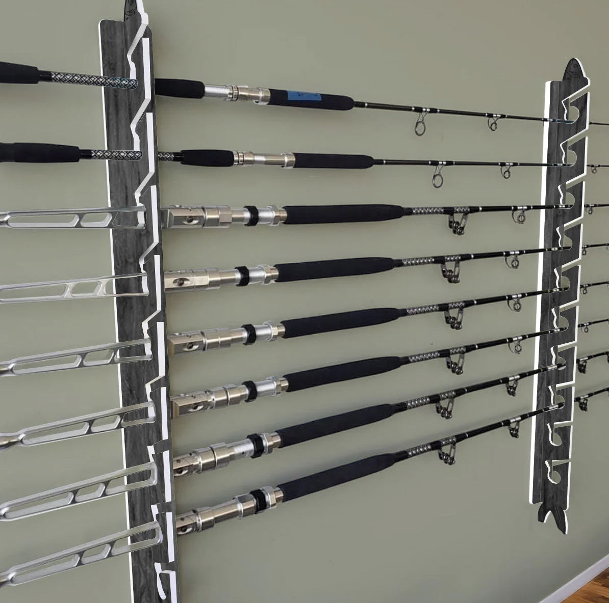 Dark Elm 10-Pole Fishing Storage Rack 2.0 (Interlocking)