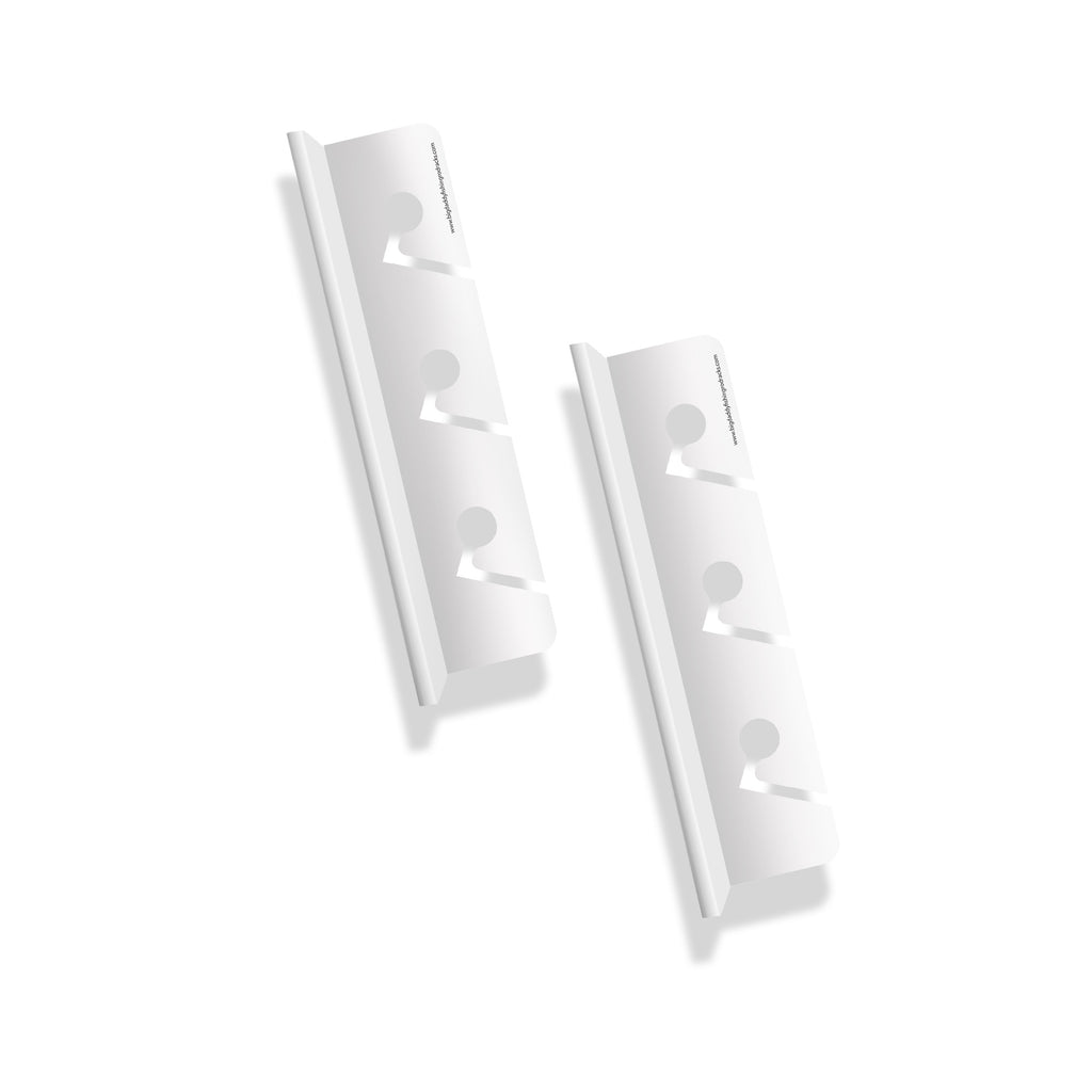 2 white 3 holder rod racks