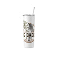 White tumbler with fish design and 'Big Daddy Life' text on a white background