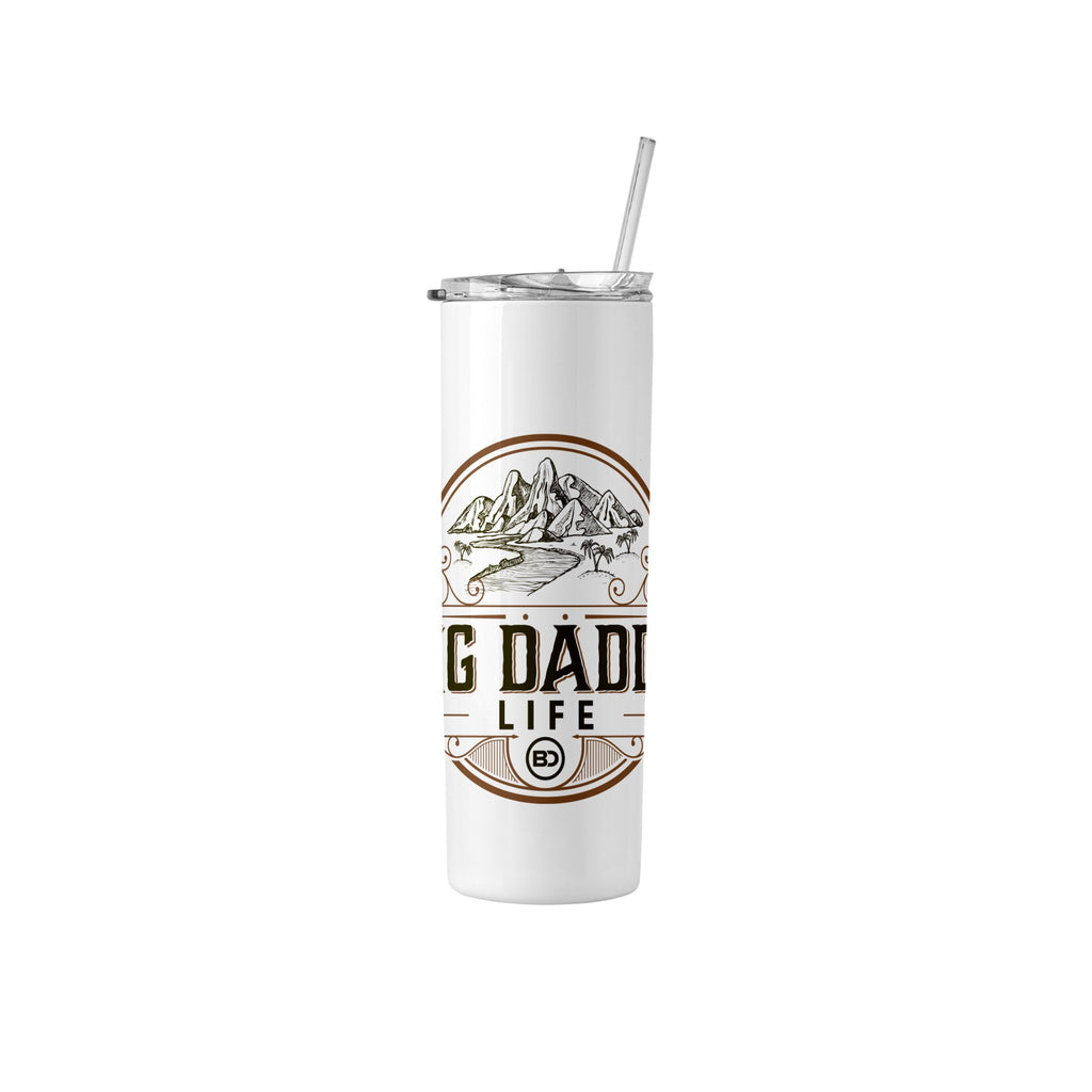 White tumbler with 'Big Daddy Life' design on a white background