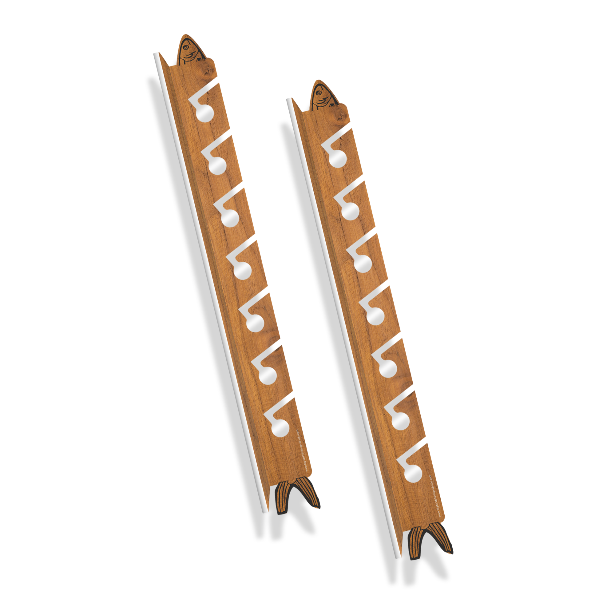 Teak 7-Holder Fishing Rod Rack Set (Interlocking) image 1