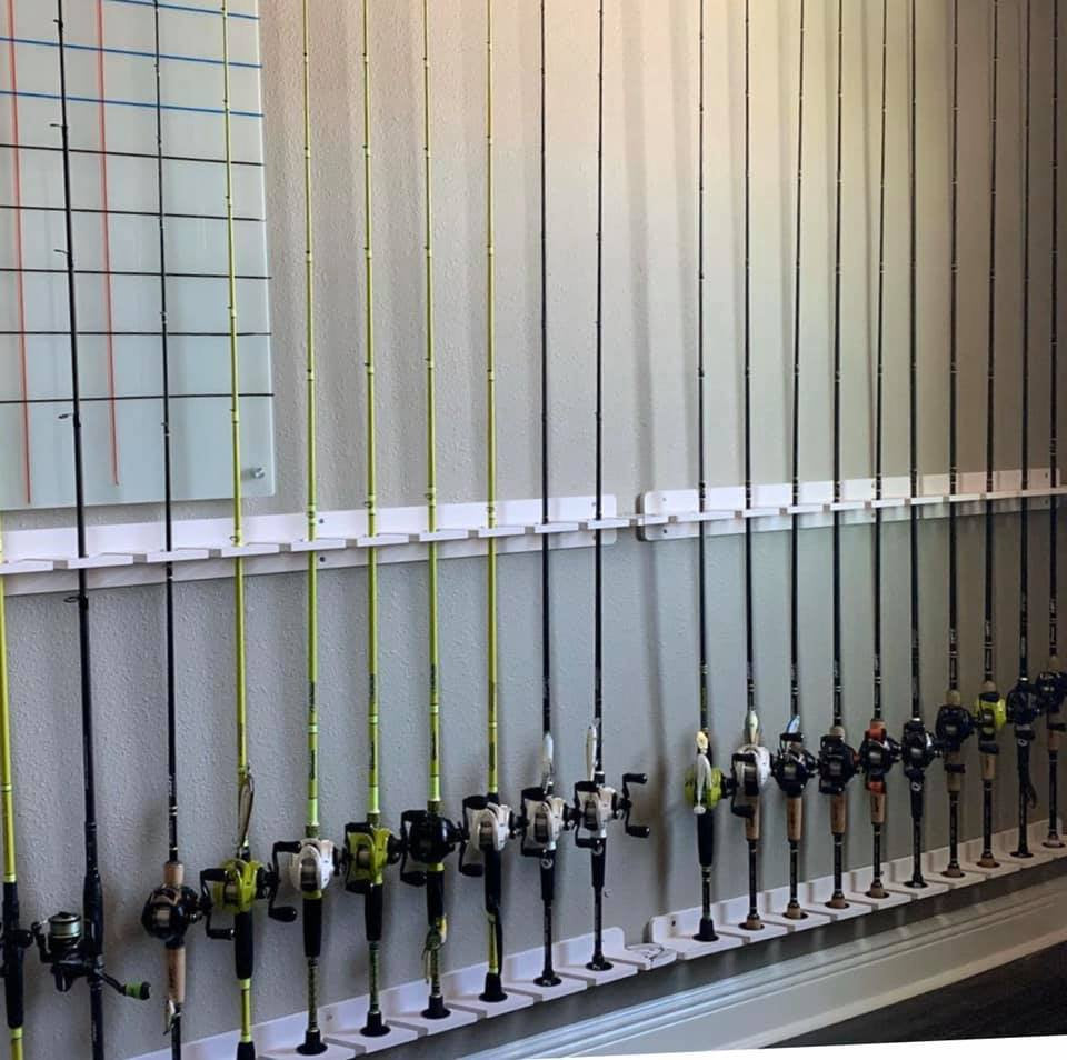 White 7-Holder Fishing Rod Rack Set (Interlocking) 