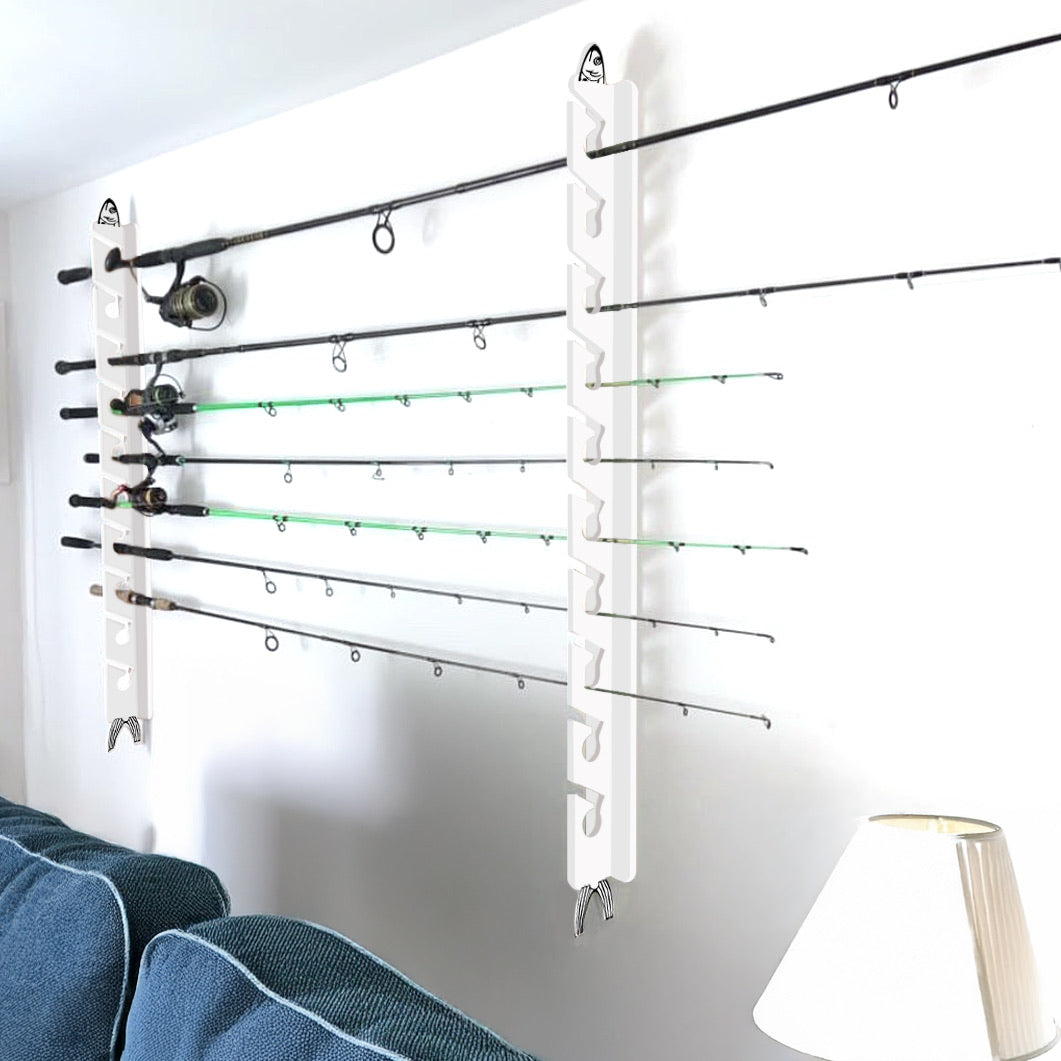 White 10-Pole Fishing Storage Rack 2.0 (Interlocking)